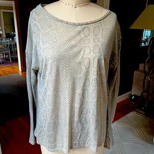 Majestic filatures long sleeve, crew neck,  snake print, slub jersey